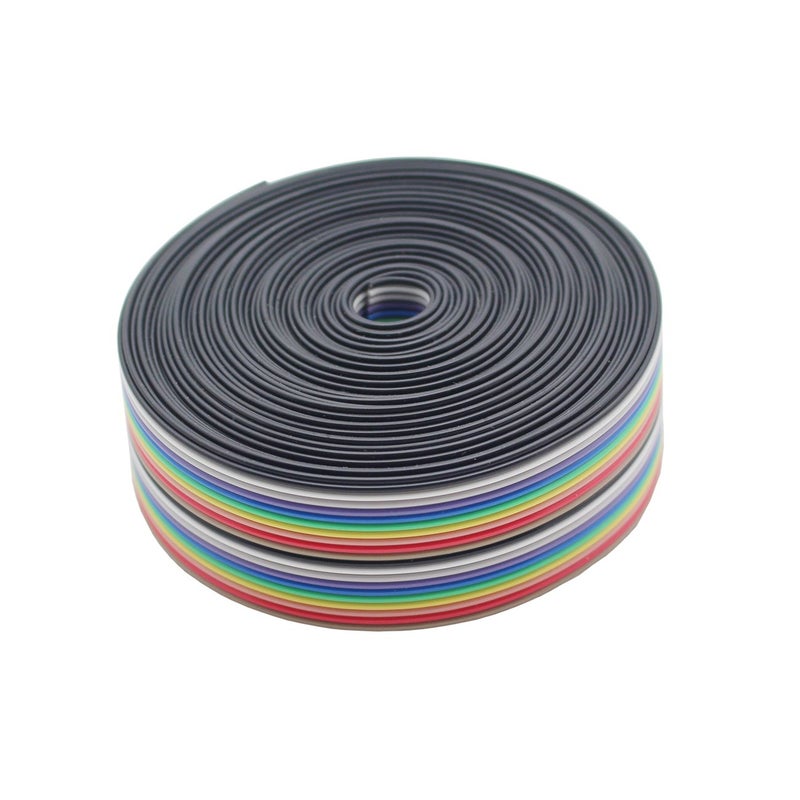 Raogoodcx 16ft/5m 20 Wire Rainbow Color Flat Ribbon IDC Wire Cable - Image 1